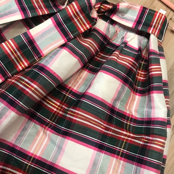 Crown & Ivy Plaid Skirt white red green with Bow size 4 - Picture 6 of 10